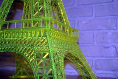  Plexiglass acrylic green fluorescent fretwork replica of the Eiffel Tower