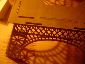 first section of the Eiffel Tower scroll saw wooden model