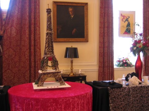 Gingerbread Eiffel Tower model in an elegant living room