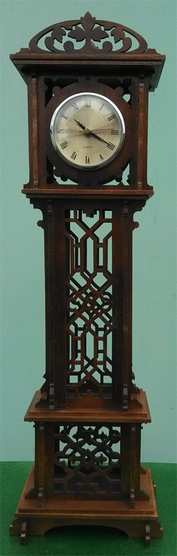 Chippendale grandfather clock, scroll saw fretwork pattern